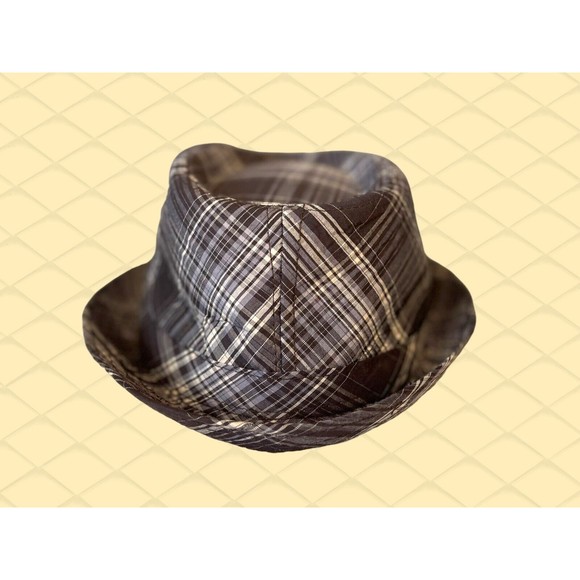 777 LUCKY Plaid FEDORA Hat BROWN & Beige Design GREAT Colors for FALL / AUTUMN - Picture 3 of 7